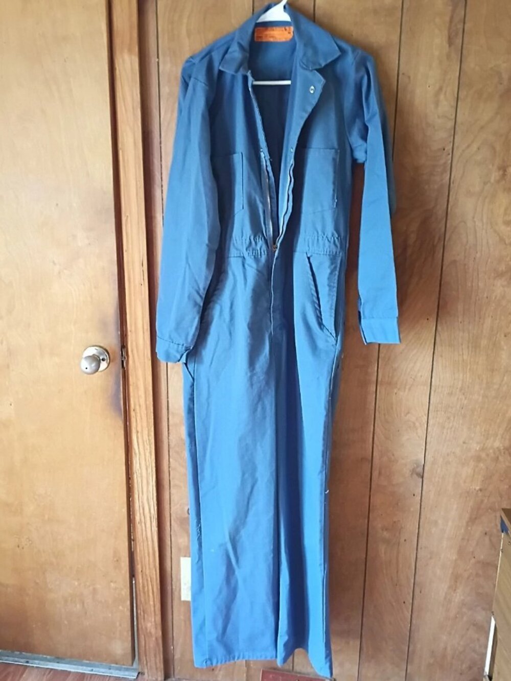 Men's Vintage GE Work Coveralls Size Medium (41" Chest) Blue USA Made Zip Front
